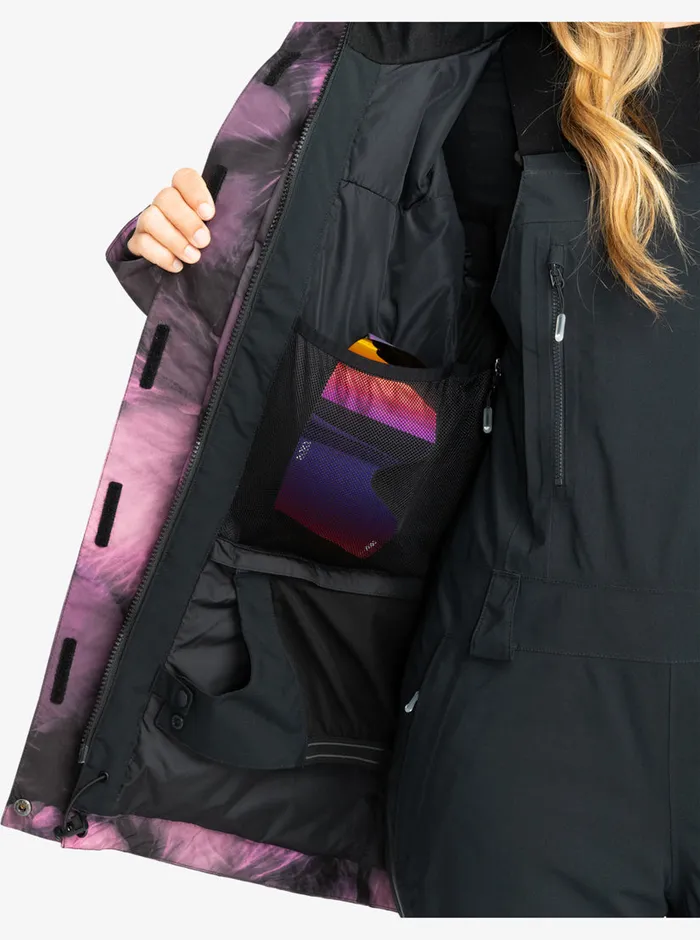Roxy Snow Jackets GORETEX Glade Technical Snow Jacket True Black Pansy Pansy 8211 Womens