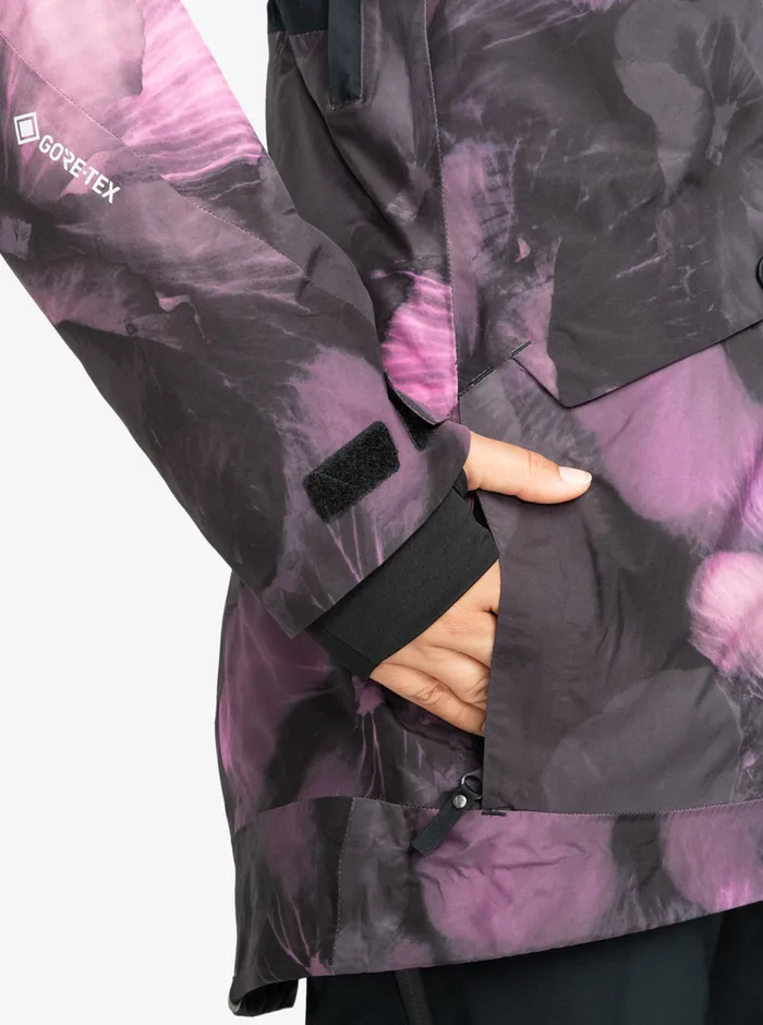 Roxy Snow Jackets GORETEX Glade Technical Snow Jacket True Black Pansy Pansy 8211 Womens