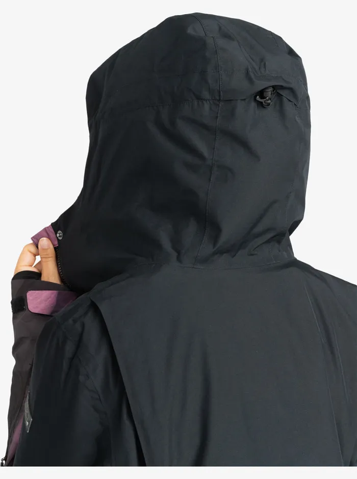 Roxy Snow Jackets GORETEX Glade Technical Snow Jacket True Black Pansy Pansy 8211 Womens