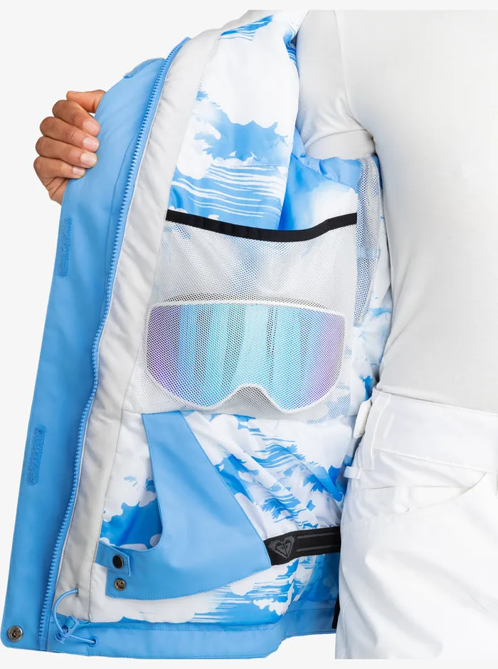 Roxy Snow Jackets Jetty Block Technical Snow Jacket Azure Blue Clouds 8211 Womens