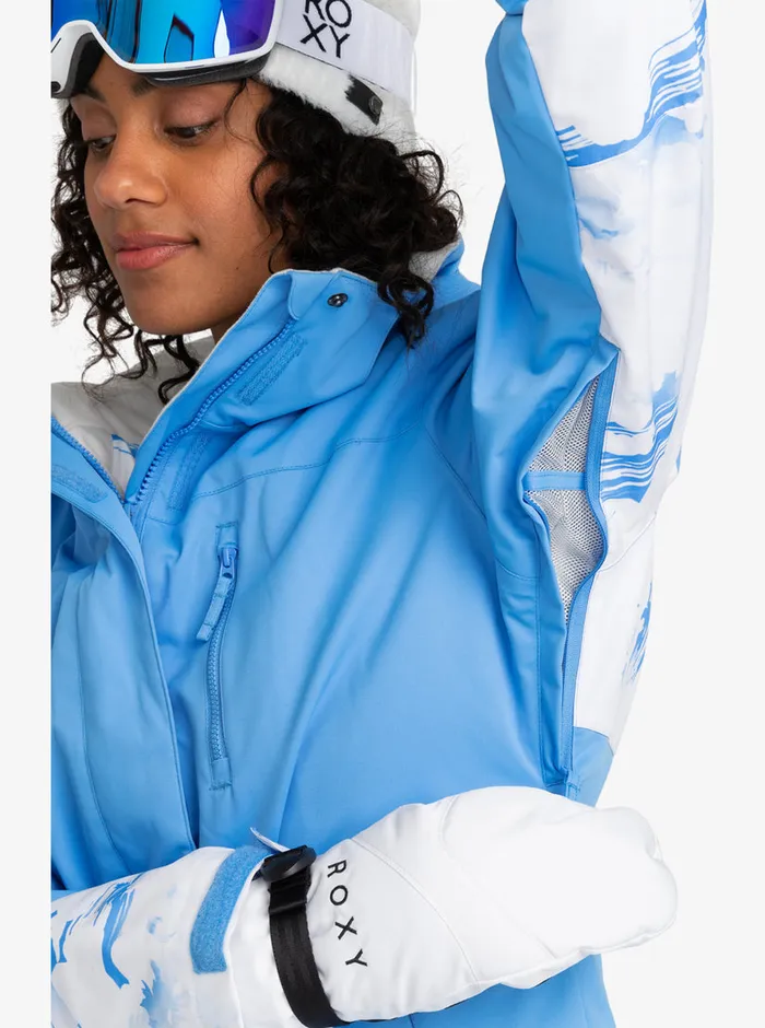 Roxy Snow Jackets Jetty Block Technical Snow Jacket Azure Blue Clouds 8211 Womens