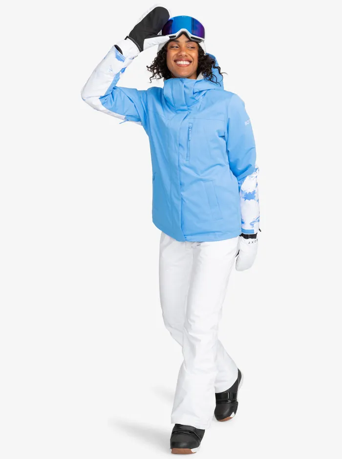 Roxy Snow Jackets Jetty Block Technical Snow Jacket Azure Blue Clouds 8211 Womens