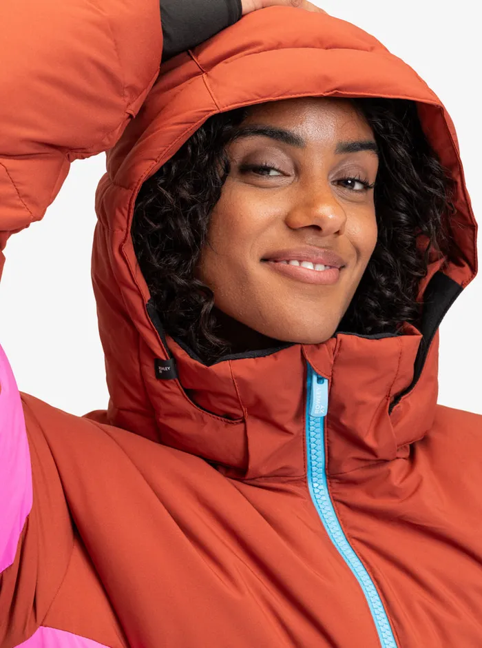 Roxy Snow Jackets ROWLEY X Block Puffer Technical Snow Jacket Burnt Henna 8211 Womens