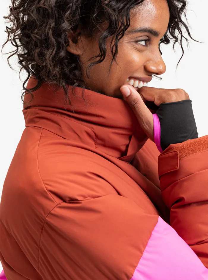 Roxy Snow Jackets ROWLEY X Block Puffer Technical Snow Jacket Burnt Henna 8211 Womens