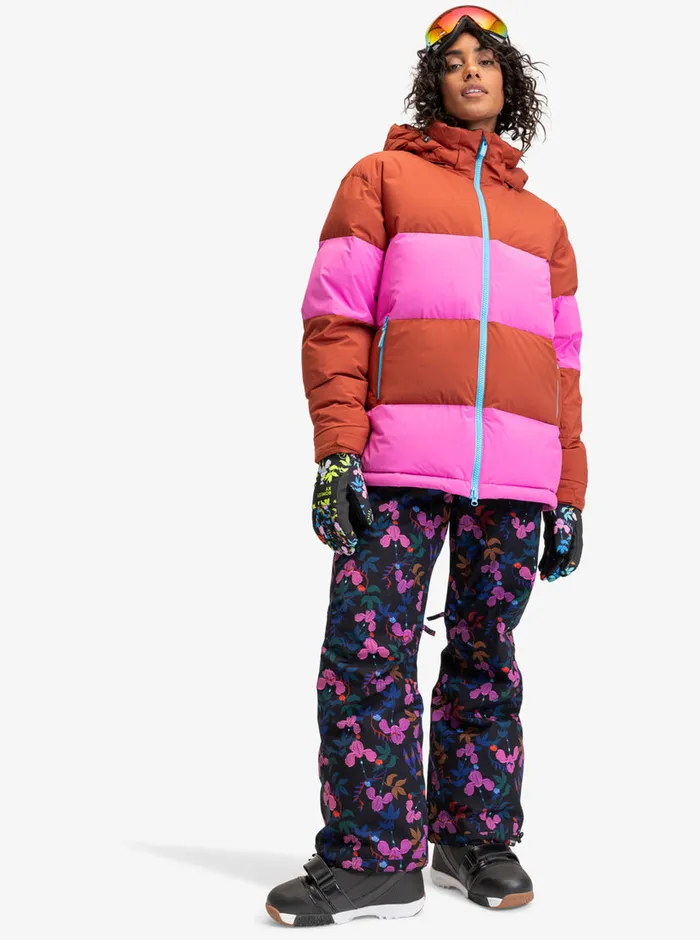 Roxy Snow Jackets ROWLEY X Block Puffer Technical Snow Jacket Burnt Henna 8211 Womens