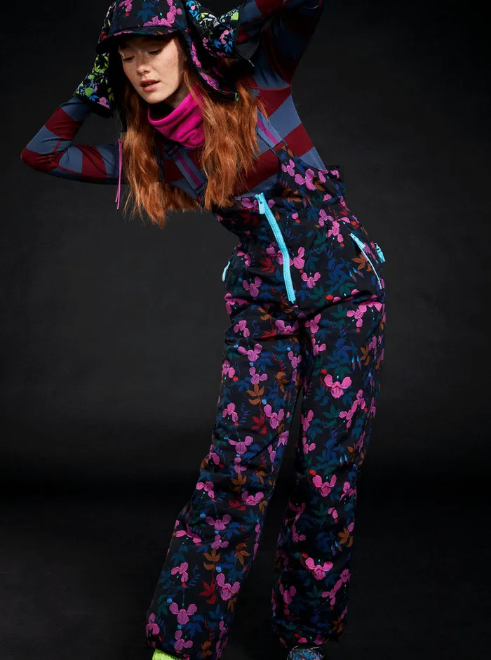 Roxy Snow Pants ROWLEY X Insulated Technical Snow Bib Pants True Black Darkreds Floral 8211 Womens Roxy Snow Pants ROWLEY X Insulated Technical Snow Bib Pants True Black Darkreds Floral 8211 Womens