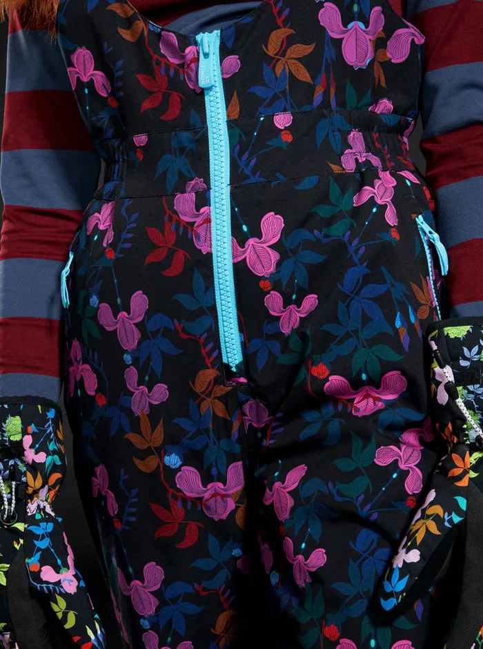 Roxy Snow Pants ROWLEY X Insulated Technical Snow Bib Pants True Black Darkreds Floral 8211 Womens