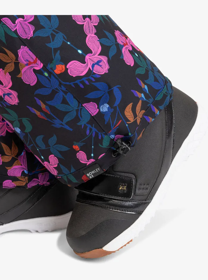 Roxy Snow Pants ROWLEY X Insulated Technical Snow Bib Pants True Black Darkreds Floral 8211 Womens