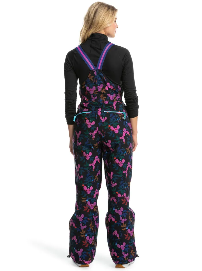 Roxy Snow Pants ROWLEY X Insulated Technical Snow Bib Pants True Black Darkreds Floral 8211 Womens