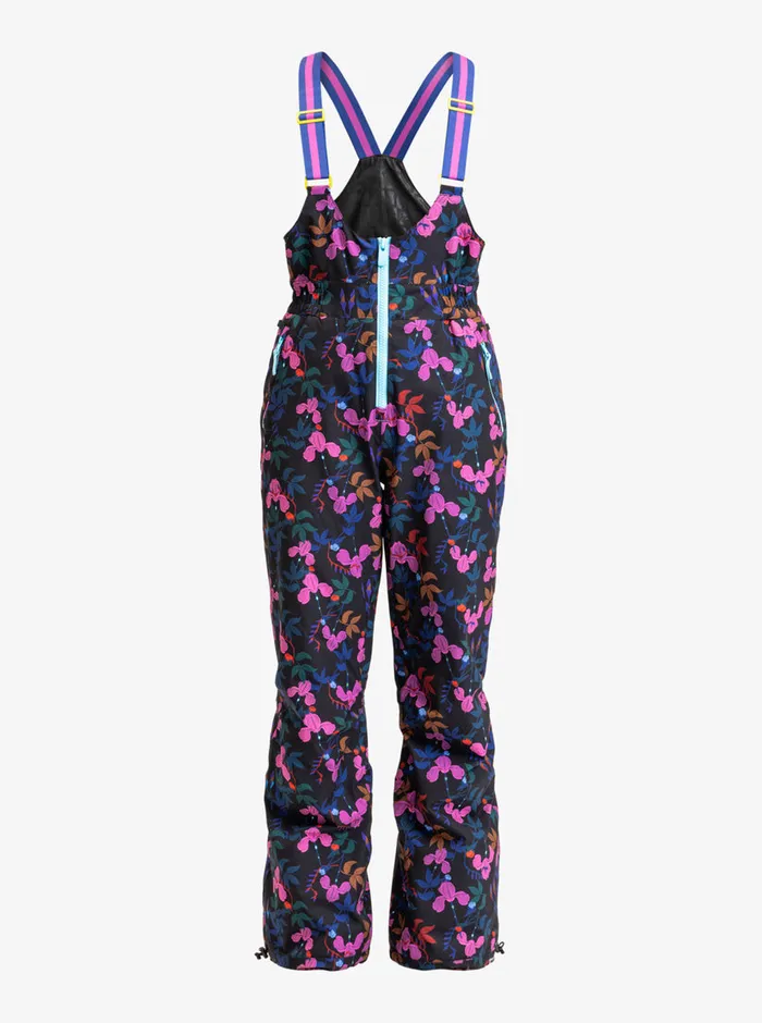 Roxy Snow Pants ROWLEY X Insulated Technical Snow Bib Pants True Black Darkreds Floral 8211 Womens