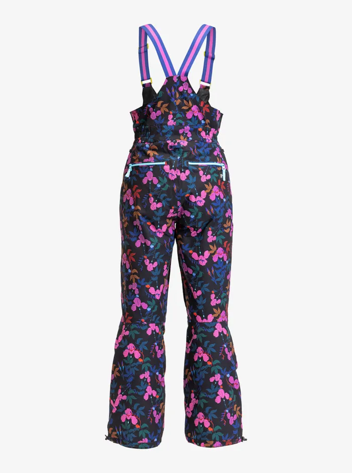 Roxy Snow Pants ROWLEY X Insulated Technical Snow Bib Pants True Black Darkreds Floral 8211 Womens