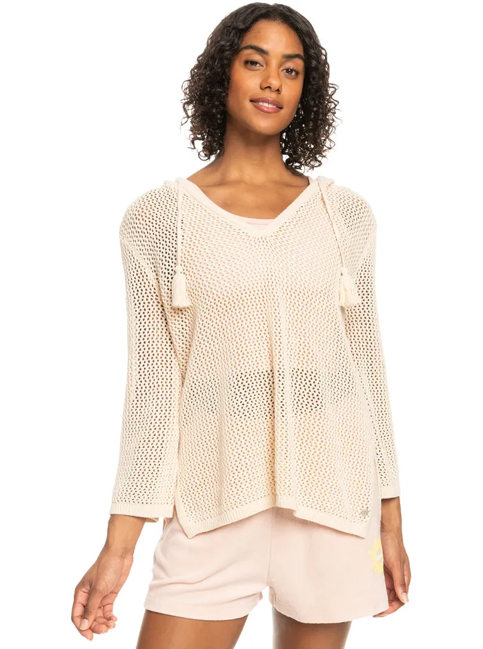 Roxy Sweaters After Beach Break Poncho Hoodie Tapioca 8211 Womens
