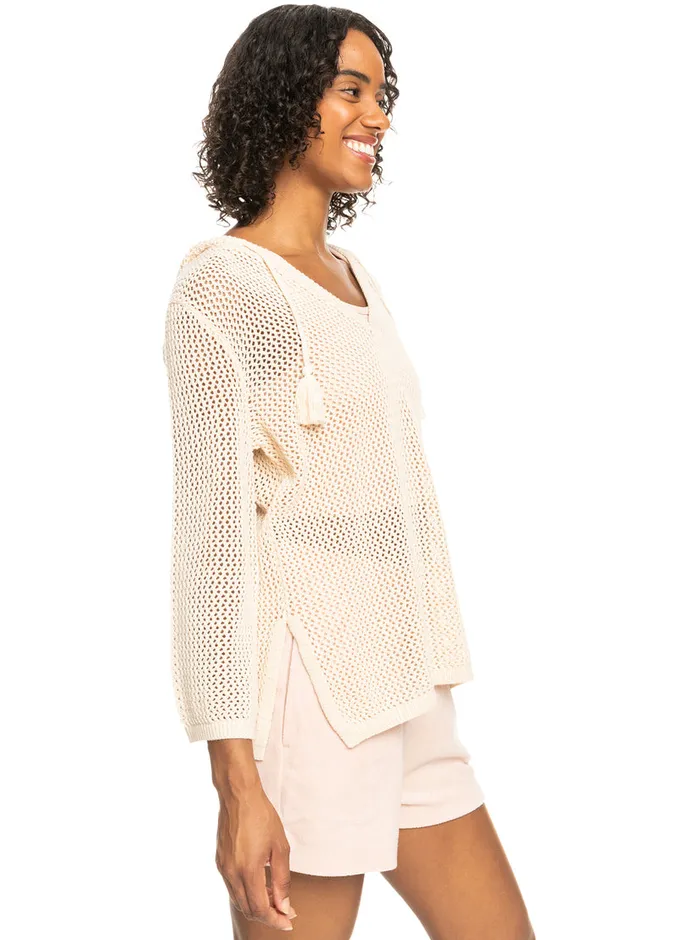 Roxy Sweaters After Beach Break Poncho Hoodie Tapioca 8211 Womens