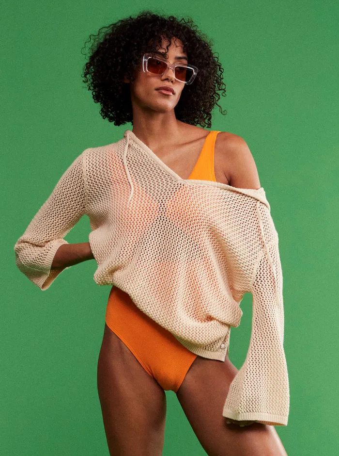 Roxy Sweaters After Beach Break Poncho Hoodie Tapioca 8211 Womens