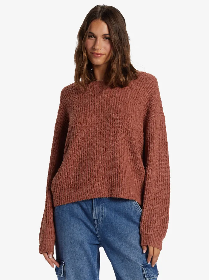 Roxy Sweaters Bombay Crew Neck Sweater Cedar Wood 8211 Womens