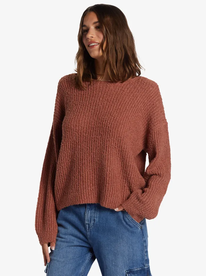 Roxy Sweaters Bombay Crew Neck Sweater Cedar Wood 8211 Womens