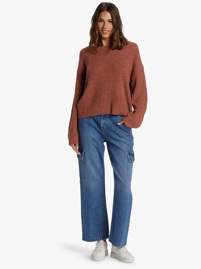 Roxy Sweaters Bombay Crew Neck Sweater Cedar Wood 8211 Womens