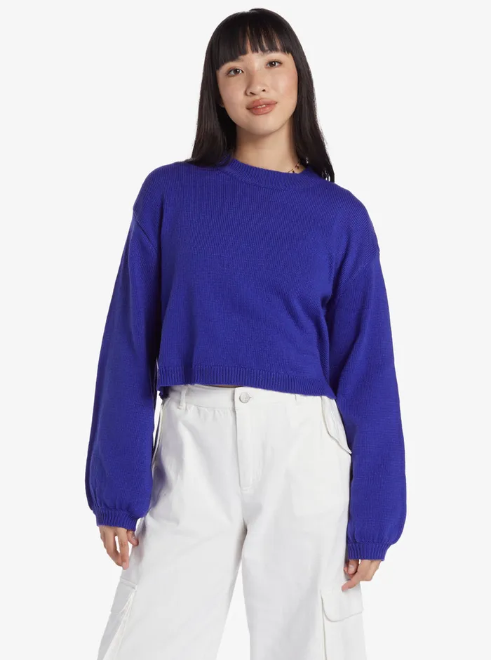 Roxy Sweaters Chloe Kim Crew Neck Sweater Royal Blue 8211 Womens