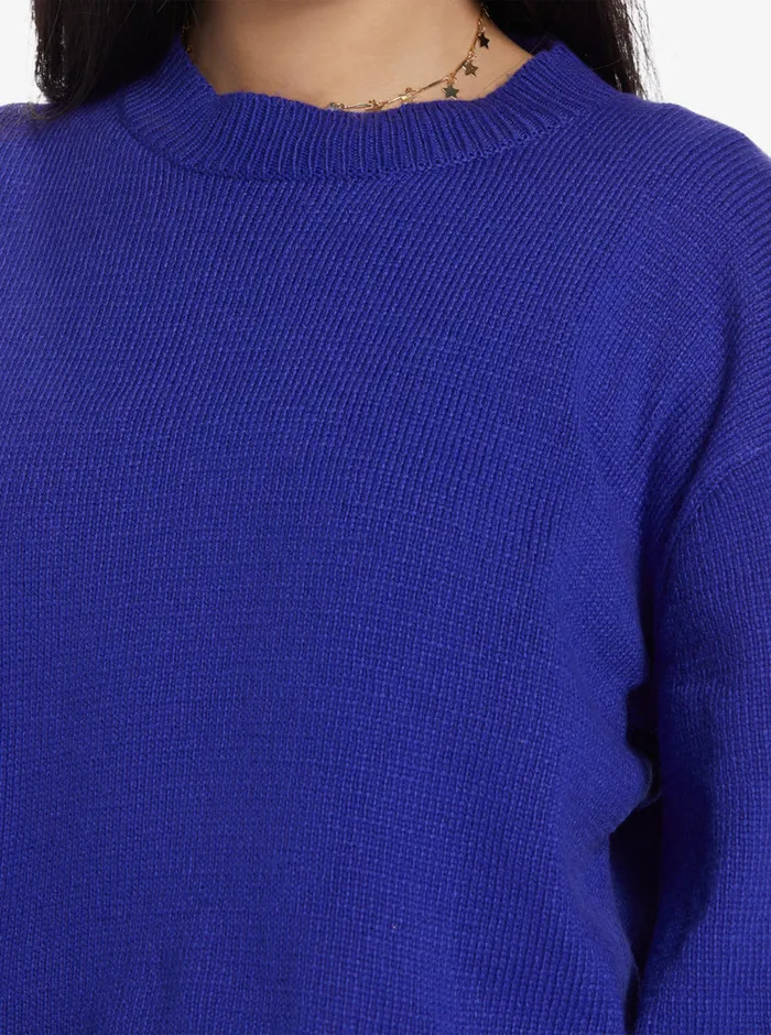 Roxy Sweaters Chloe Kim Crew Neck Sweater Royal Blue 8211 Womens