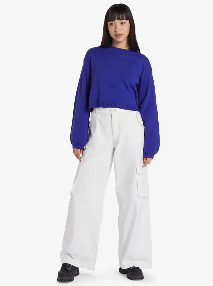 Roxy Sweaters Chloe Kim Crew Neck Sweater Royal Blue 8211 Womens