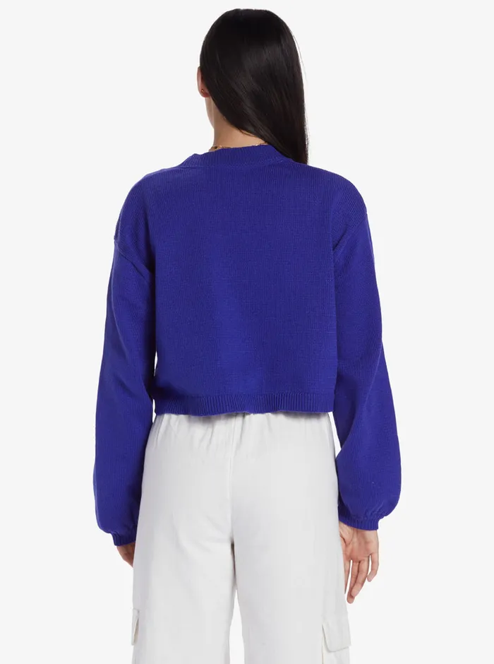 Roxy Sweaters Chloe Kim Crew Neck Sweater Royal Blue 8211 Womens