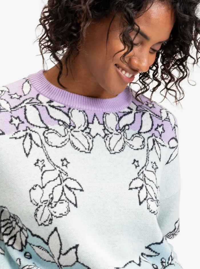 Roxy Sweaters ROWLEY X Technical Sweater Fair Aqua Laurel Floral 8211 Womens