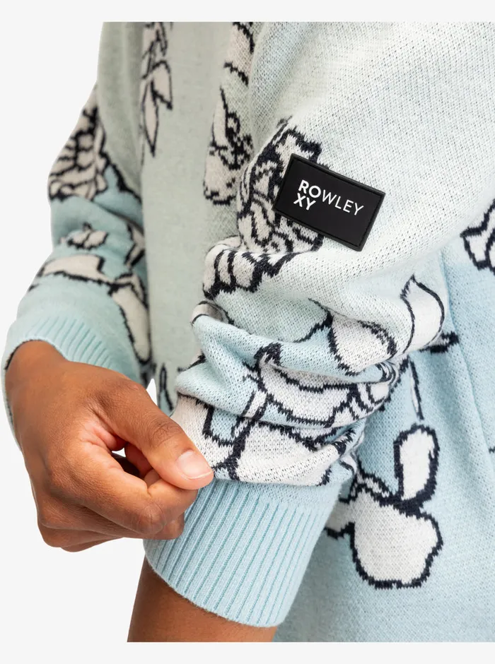 Roxy Sweaters ROWLEY X Technical Sweater Fair Aqua Laurel Floral 8211 Womens