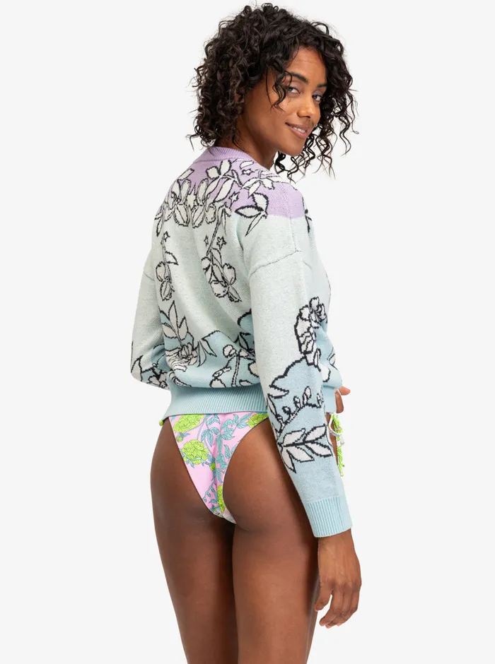 Roxy Sweaters ROWLEY X Technical Sweater Fair Aqua Laurel Floral 8211 Womens