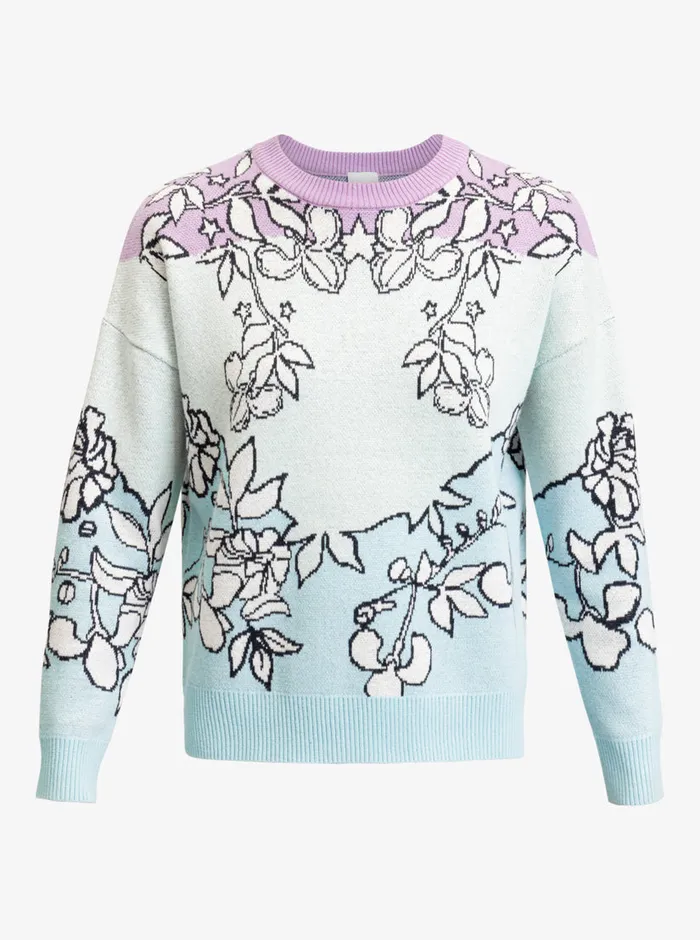 Roxy Sweaters ROWLEY X Technical Sweater Fair Aqua Laurel Floral 8211 Womens