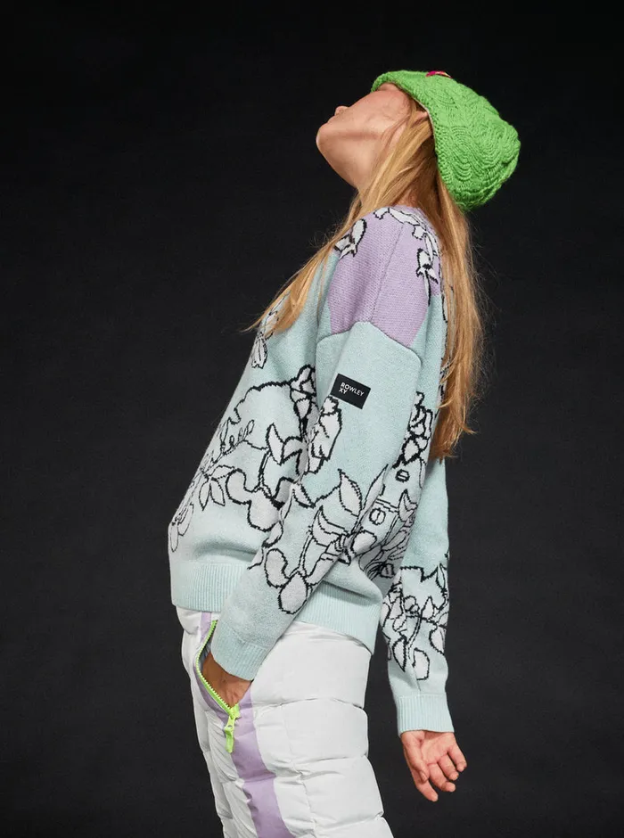 Roxy Sweaters ROWLEY X Technical Sweater Fair Aqua Laurel Floral 8211 Womens