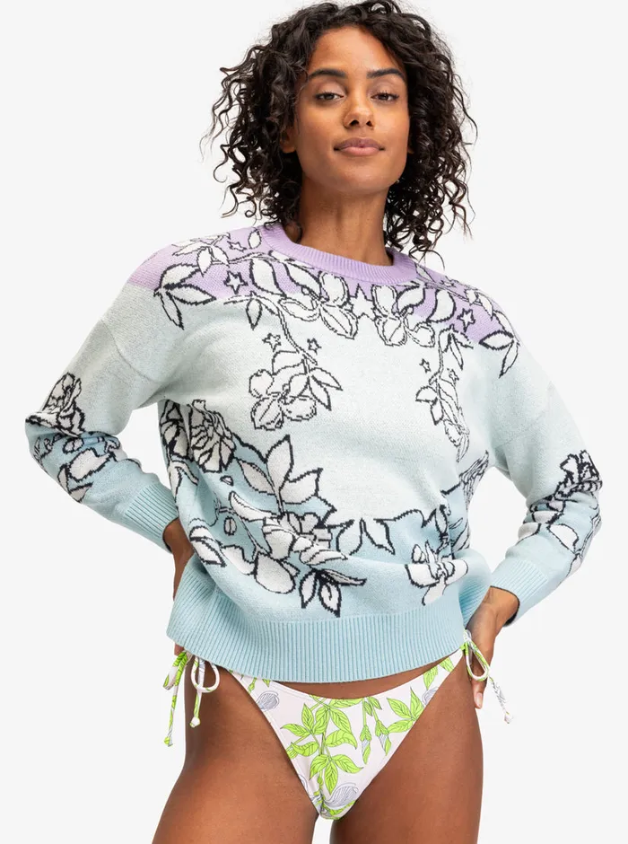 Roxy Sweaters ROWLEY X Technical Sweater Fair Aqua Laurel Floral 8211 Womens
