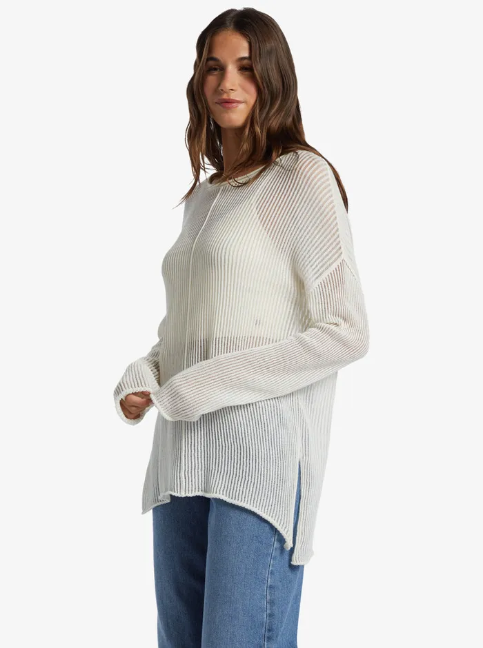 Roxy Sweaters Santa Monica Crew Neck Sweater Egret 8211 Womens