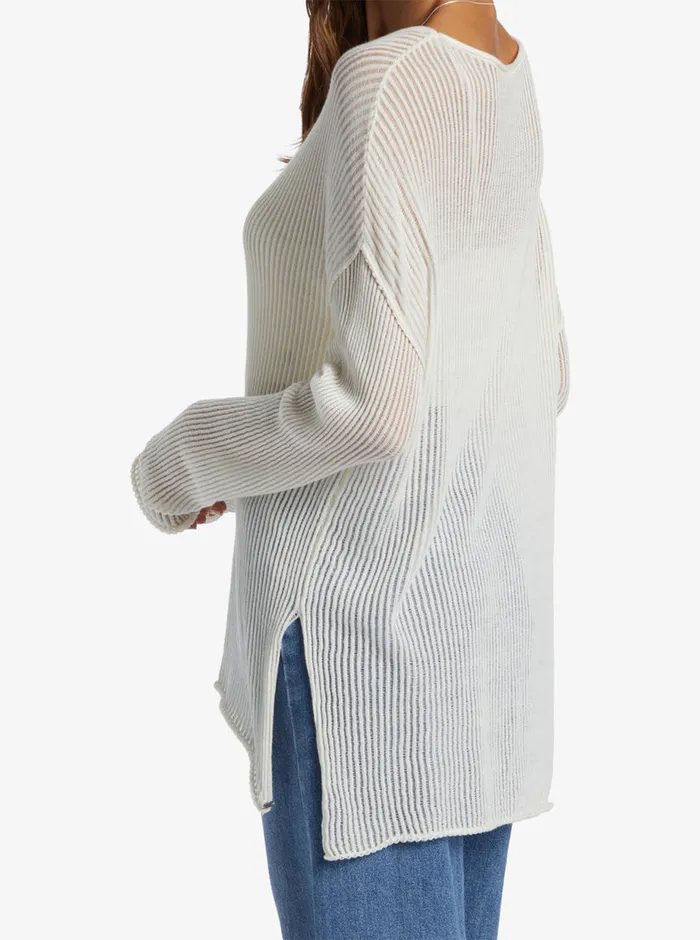 Roxy Sweaters Santa Monica Crew Neck Sweater Egret 8211 Womens