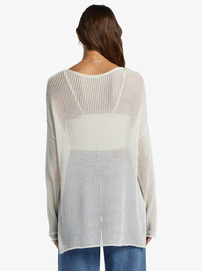 Roxy Sweaters Santa Monica Crew Neck Sweater Egret 8211 Womens