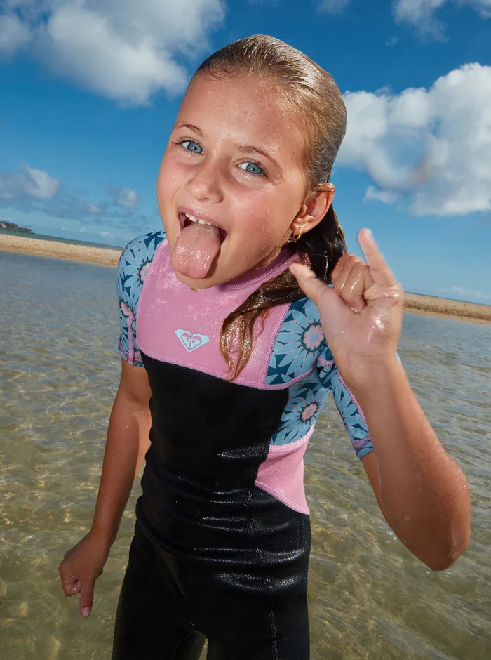 Roxy Swim 27 22mm Prologue Short Sleeve Spring Suit Crystal Teal Sol Flower 8211 Girls Roxy Swim 27 22mm Prologue Short Sleeve Spring Suit Crystal Teal Sol Flower 8211 Girls