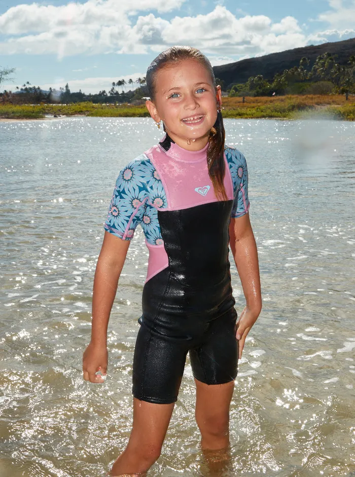 Roxy Swim 27 22mm Prologue Short Sleeve Spring Suit Crystal Teal Sol Flower 8211 Girls