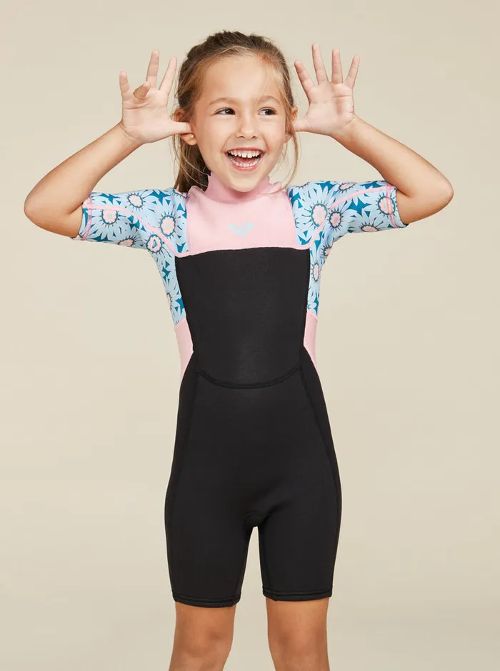Roxy Swim 27 22mm Prologue Short Sleeve Spring Suit Crystal Teal Sol Flower 8211 Girls