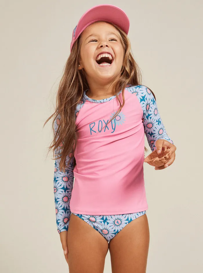 Roxy Swim 27 Bold Florals Long Sleeve Rashguard Set Crystal Teal Sol Flower 8211 Girls