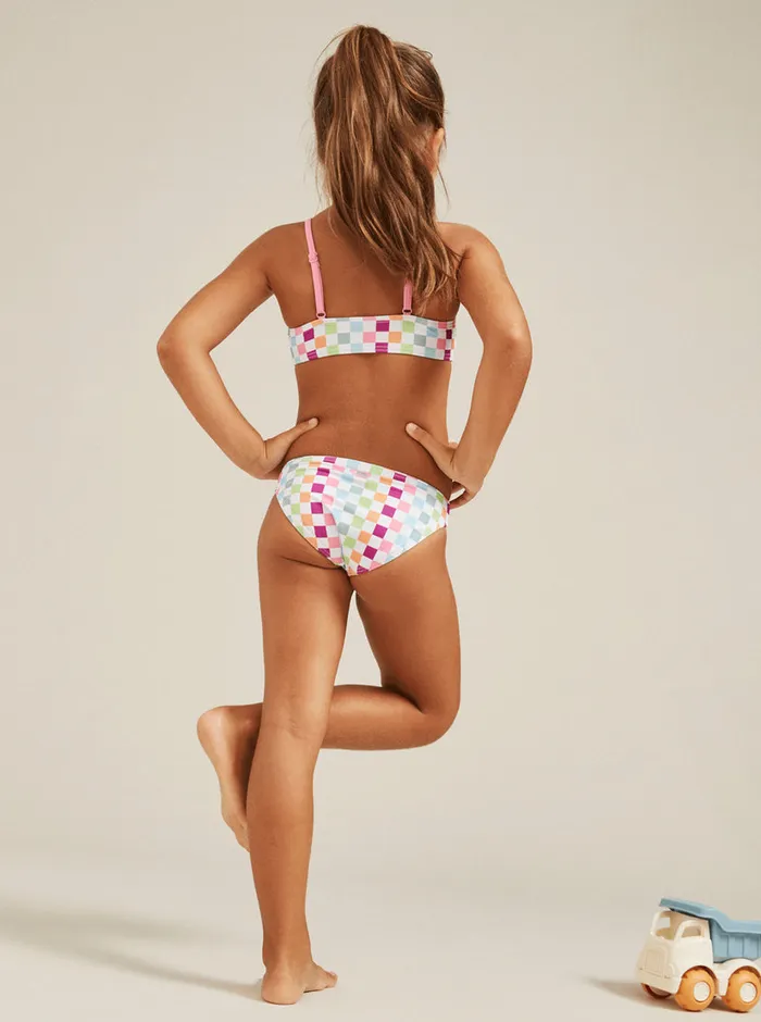 Roxy Swim 27 Rainbow Check Two Piece Crop Top Bikini Set Bright White Check Check 8211 Girls