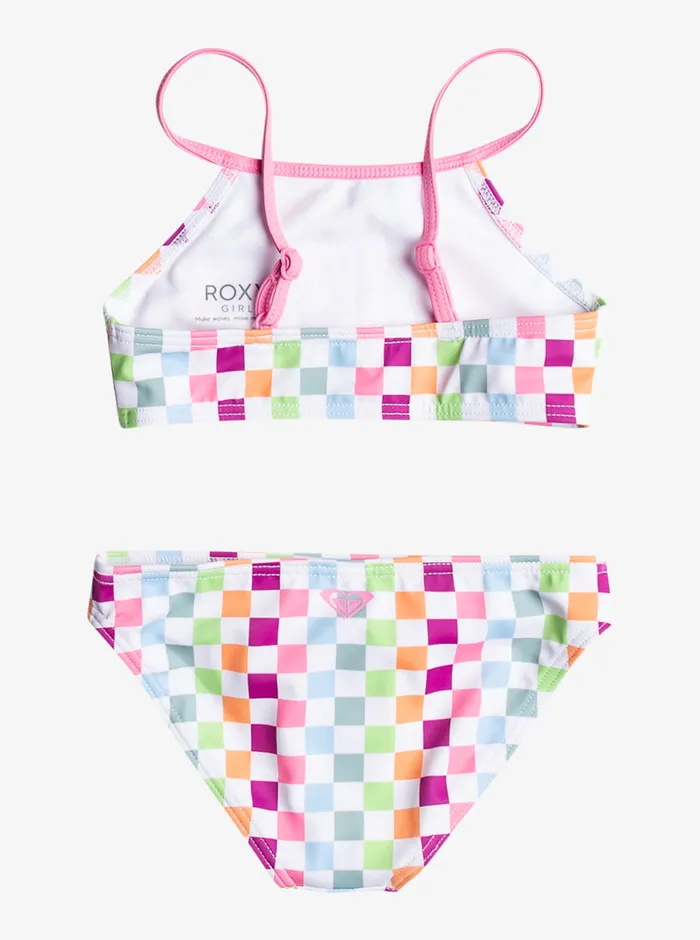 Roxy Swim 27 Rainbow Check Two Piece Crop Top Bikini Set Bright White Check Check 8211 Girls