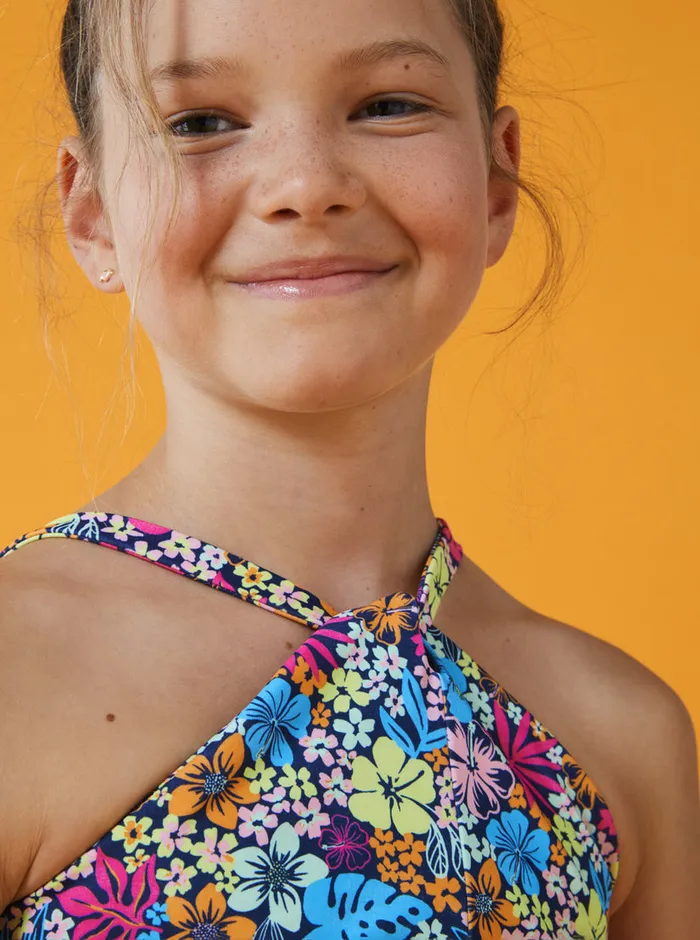 Roxy Swim 416 Daisy Mood Two Piece Crop Top Bikini Set Mood Indigo Tropical Rays 8211 Girls