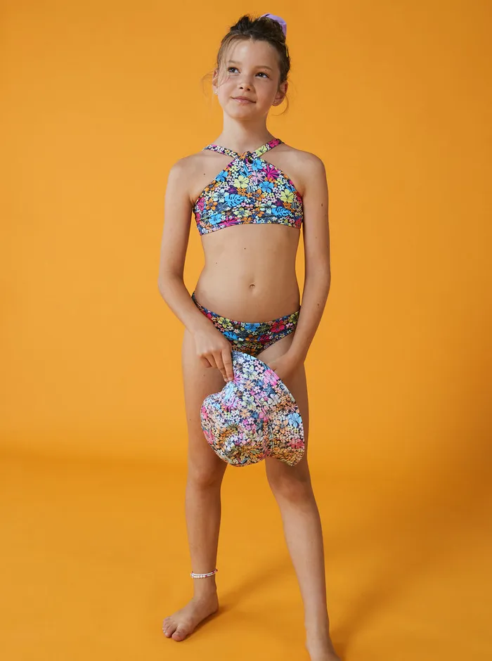 Roxy Swim 416 Daisy Mood Two Piece Crop Top Bikini Set Mood Indigo Tropical Rays 8211 Girls