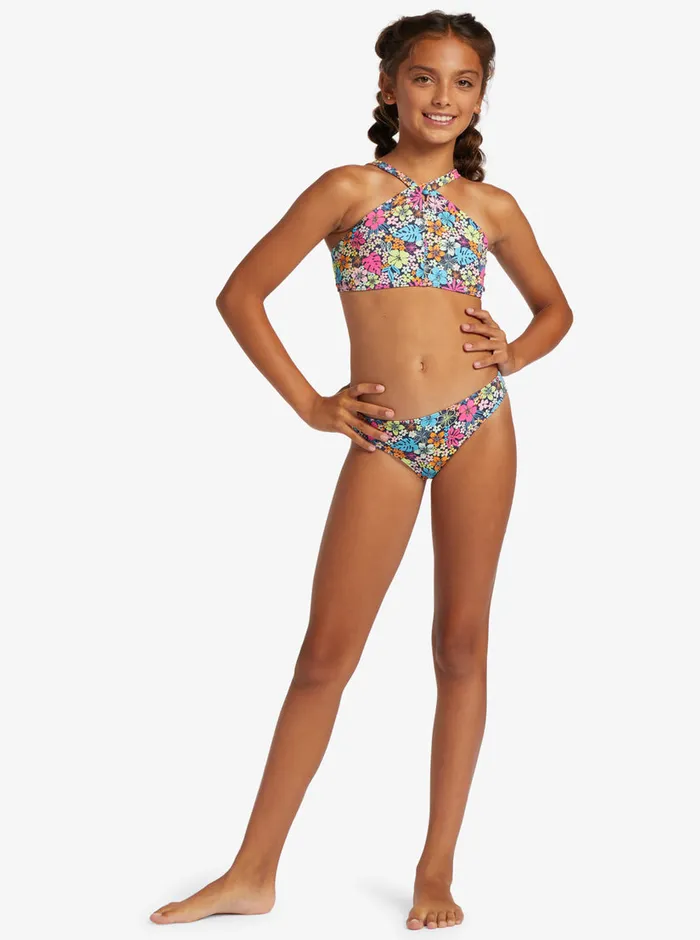 Roxy Swim 416 Daisy Mood Two Piece Crop Top Bikini Set Mood Indigo Tropical Rays 8211 Girls