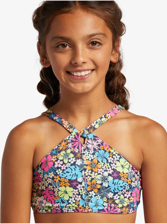 Roxy Swim 416 Daisy Mood Two Piece Crop Top Bikini Set Mood Indigo Tropical Rays 8211 Girls
