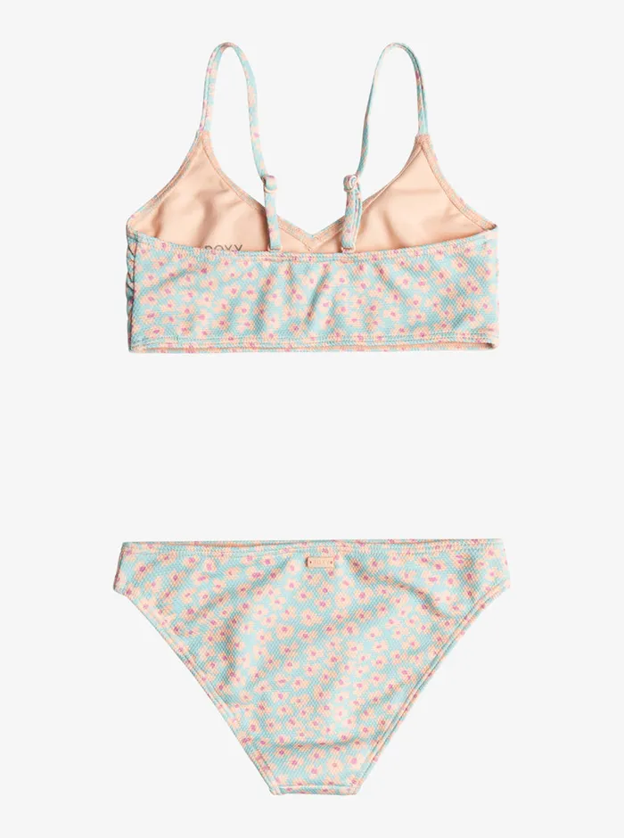 Roxy Swim 716 Flower Bed Cropped Tank Set Bikini Set Aruba Blue Flower Bed 8211 Girls