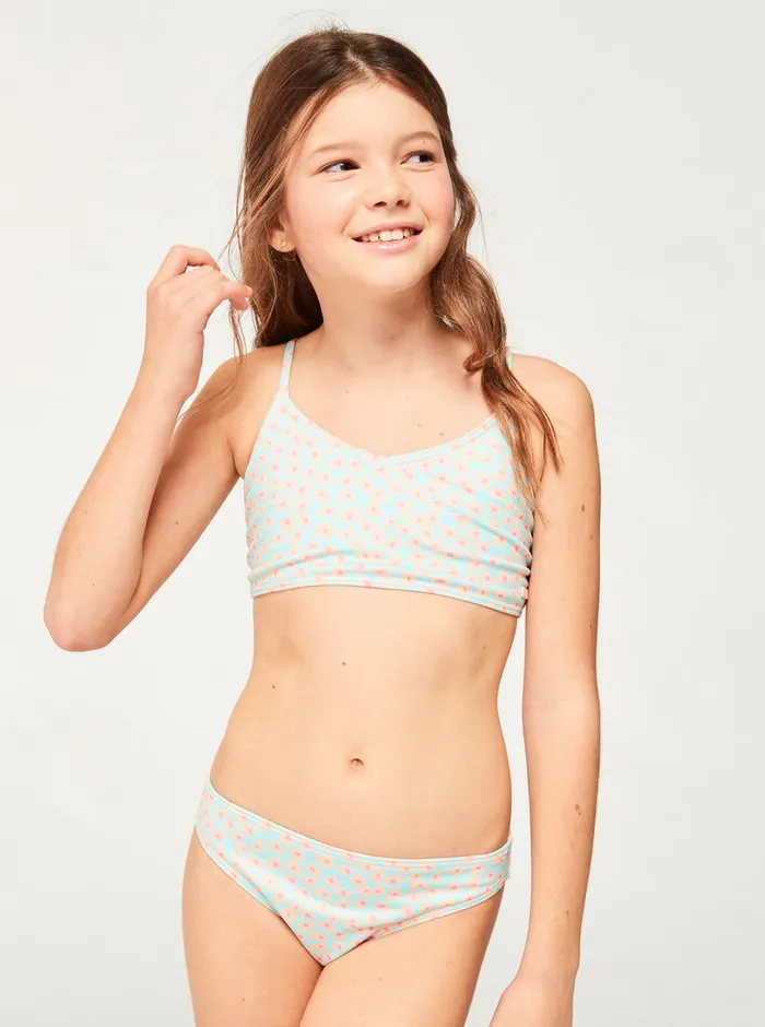 Roxy Swim 716 Flower Bed Cropped Tank Set Bikini Set Aruba Blue Flower Bed 8211 Girls