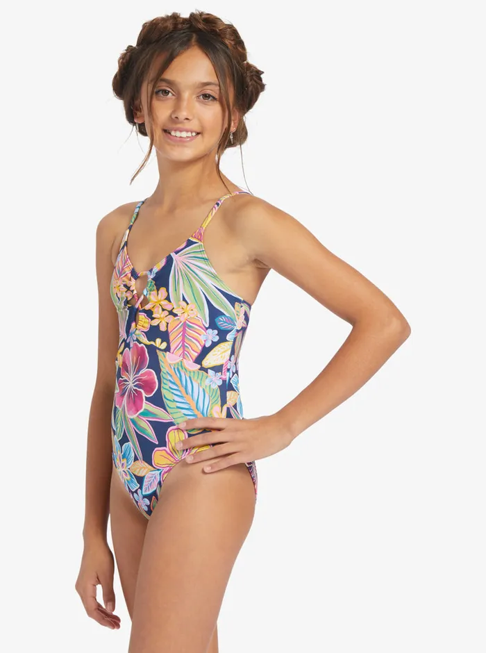 Roxy Swim 716 Paradise Trip OnePiece Swimsuit Mood Indigotrue Paradise 8211 Girls