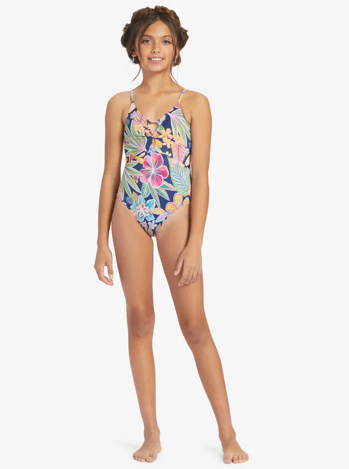 Roxy Swim 716 Paradise Trip OnePiece Swimsuit Mood Indigotrue Paradise 8211 Girls