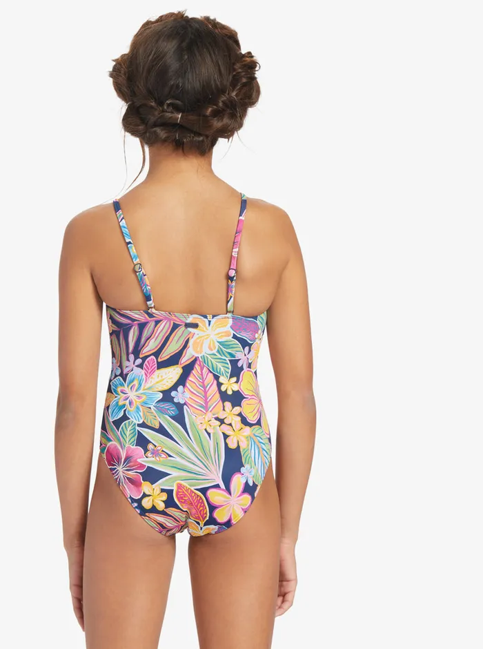 Roxy Swim 716 Paradise Trip OnePiece Swimsuit Mood Indigotrue Paradise 8211 Girls