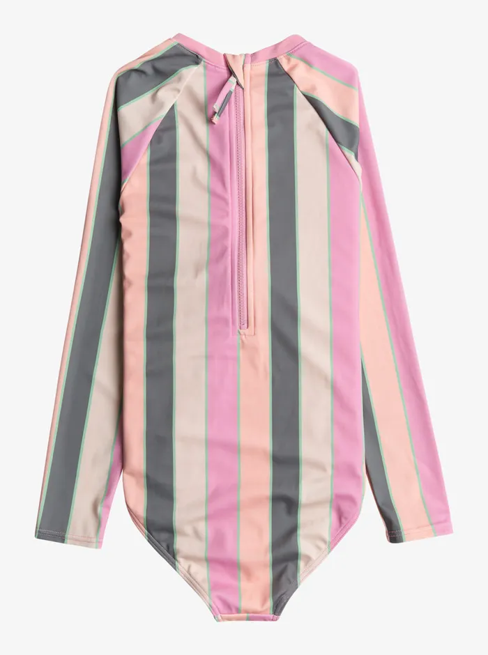 Roxy Swim 716 Very Vista OnePiece Rashguard Agave Green Very Vista Stripe 8211 Girls